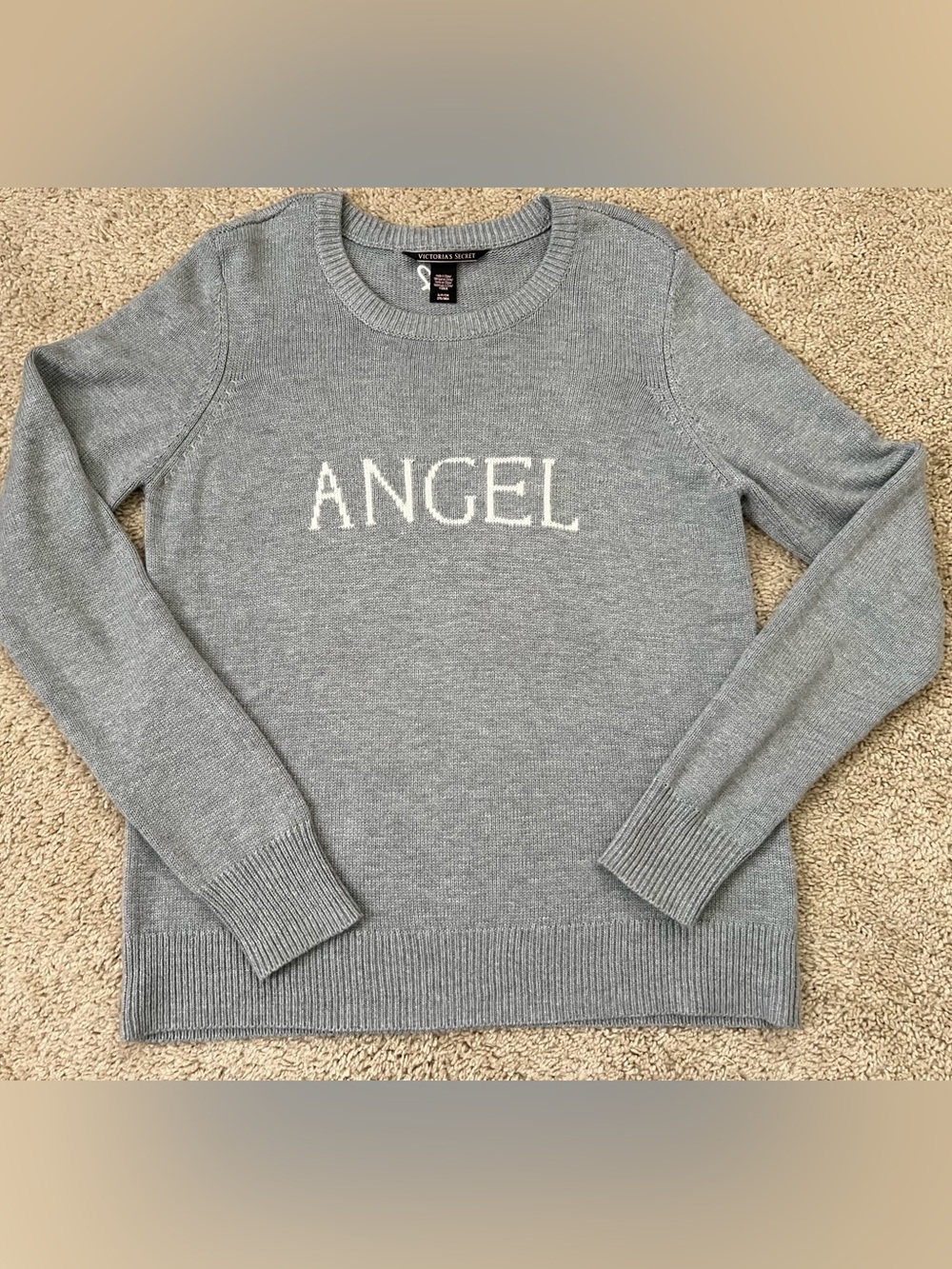 Victoria's Secret Small Angel Pullover Sweater Long Sleeve Gray Soft Cashmere